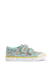 Start-Rite Blue Dino-Mite Canvas Dinosaur Print Riptape Trainers - Image 2 of 5