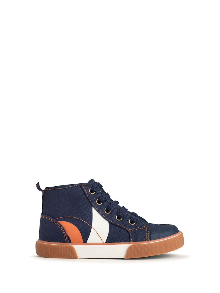 Start Rite Arcade Blue Canvas High-top Zip Up Trainers - Image 2 of 6 Start Rite Arcade Blue Canvas High-top Zip Up Trainers - Image 2 of 6