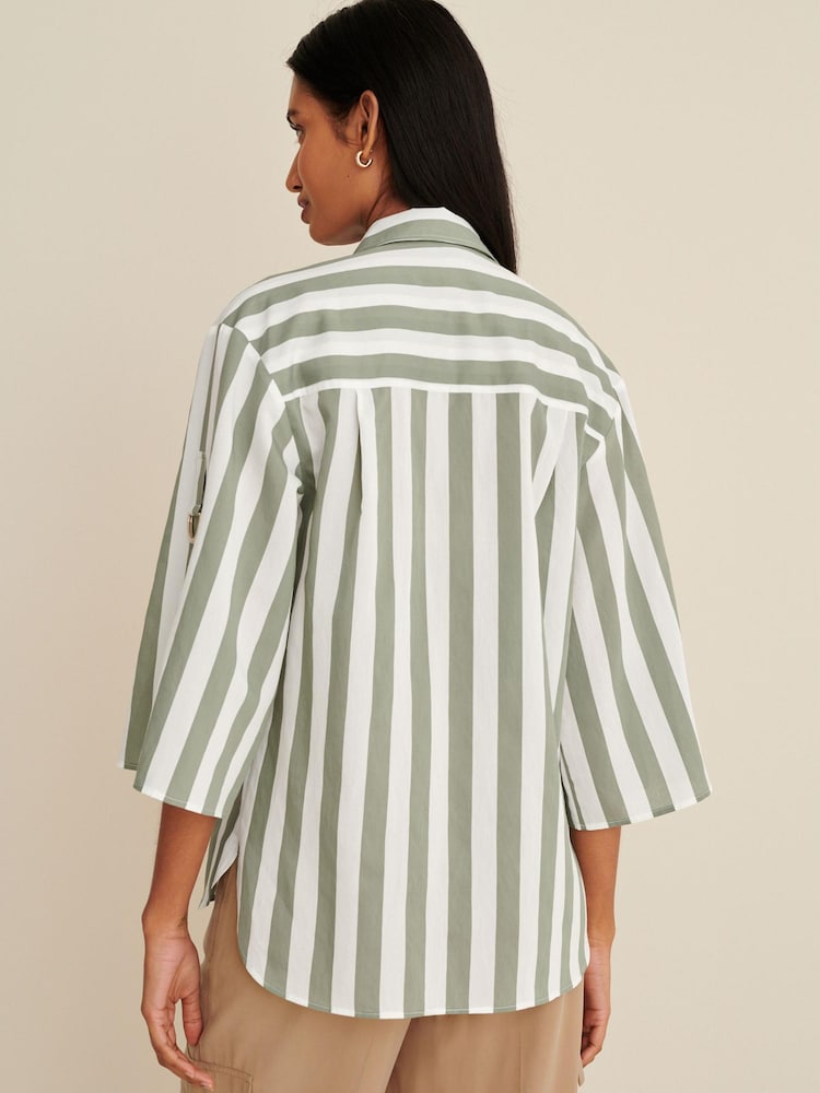 Khaki Green Long Sleeve Hardware Detail Shirt - Image 2 of 6 Khaki Green Long Sleeve Hardware Detail Shirt - Image 2 of 6