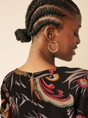 Black Feather Printed Short Sleeve Curved Hem T-Shirt - Image 4 of 6