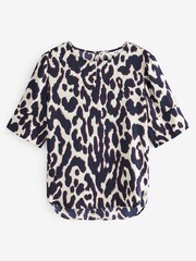 Animal Curved Hem Satin Formal T-Shirt Short Sleeves Top - Image 4 of 5