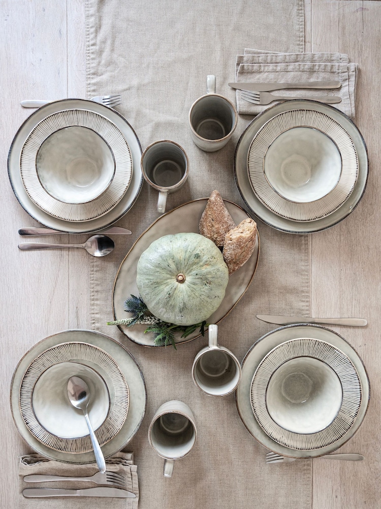 Dutch Rose Cream Set of 4 Dinner Plates 12 Piece Set with Pasta Bowls - Image 1 of 4
