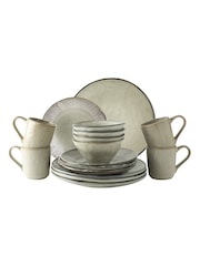 Dutch Rose Cream Set of 4 Dinner Plates 12 Piece Set with Pasta Bowls - Image 3 of 4