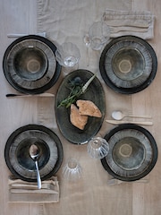 Dutch Rose Green Set of 4 Dinner Plates 12 Piece Set - Image 1 of 4