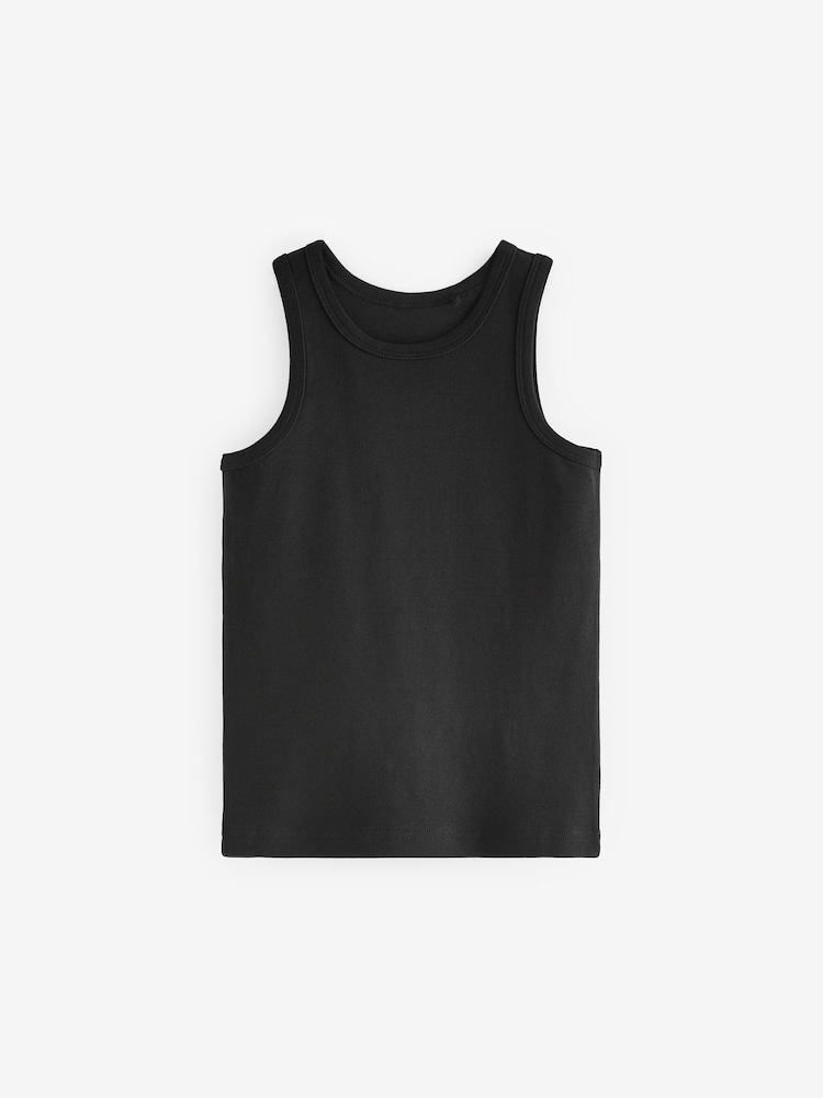 Black 100% Cotton Vests 5 Pack (1.5-16yrs) - Image 2 of 2 Black 100% Cotton Vests 5 Pack (1.5-16yrs) - Image 2 of 2
