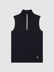Reiss Navy Wedge Golf Merino Sleeveless Half-Zip Jumper - Image 2 of 5