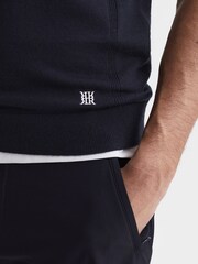Reiss Navy Wedge Golf Merino Sleeveless Half-Zip Jumper - Image 4 of 5