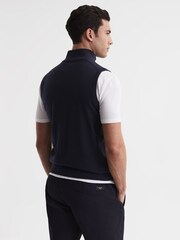 Reiss Navy Wedge Golf Merino Sleeveless Half-Zip Jumper - Image 5 of 5