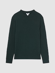 Reiss Dark Forest Green Arran Crew Neck Cable Knit Jumper - Image 2 of 6