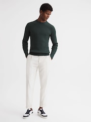 Reiss Dark Forest Green Arran Crew Neck Cable Knit Jumper - Image 3 of 6
