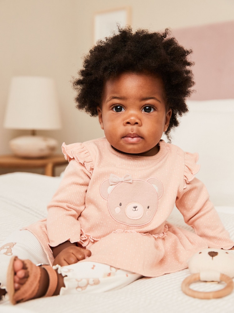 Rust Brown Bear Baby Top And Leggings Set - Image 1 of 5