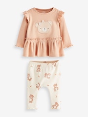 Rust Brown Bear Baby Top And Leggings Set - Image 4 of 5