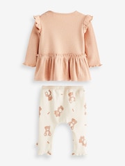 Rust Brown Bear Baby Top And Leggings Set - Image 5 of 5