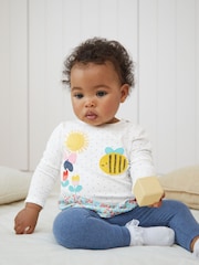 White/Blue Bumble Bee Baby Top And Leggings Set - Image 1 of 5