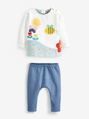 White/Blue Bumble Bee Baby Top And Leggings Set - Image 4 of 5