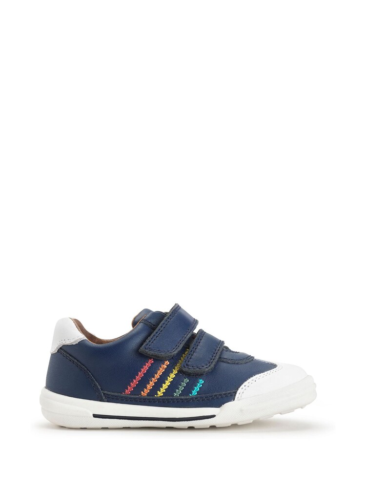 Start Rite Roundabout Blue Leather Rainbow Riptape Trainers - Image 1 of 6