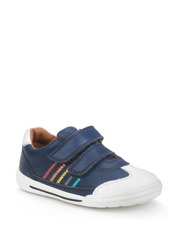 Start Rite Roundabout Blue Leather Rainbow Riptape Trainers - Image 3 of 6