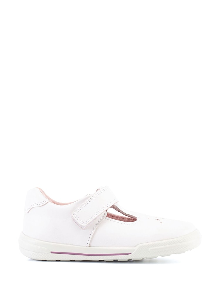 Start Rite Playground White Leather T-Bar White Shoes - Image 1 of 6