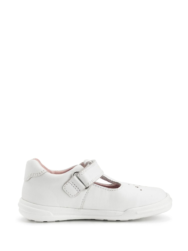 Start Rite Playground White Leather T-Bar White Shoes - Image 2 of 6