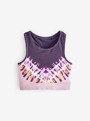 Pink/Purple Tie Dye Print Sports Crop Top (5-16yrs) - Image 4 of 5