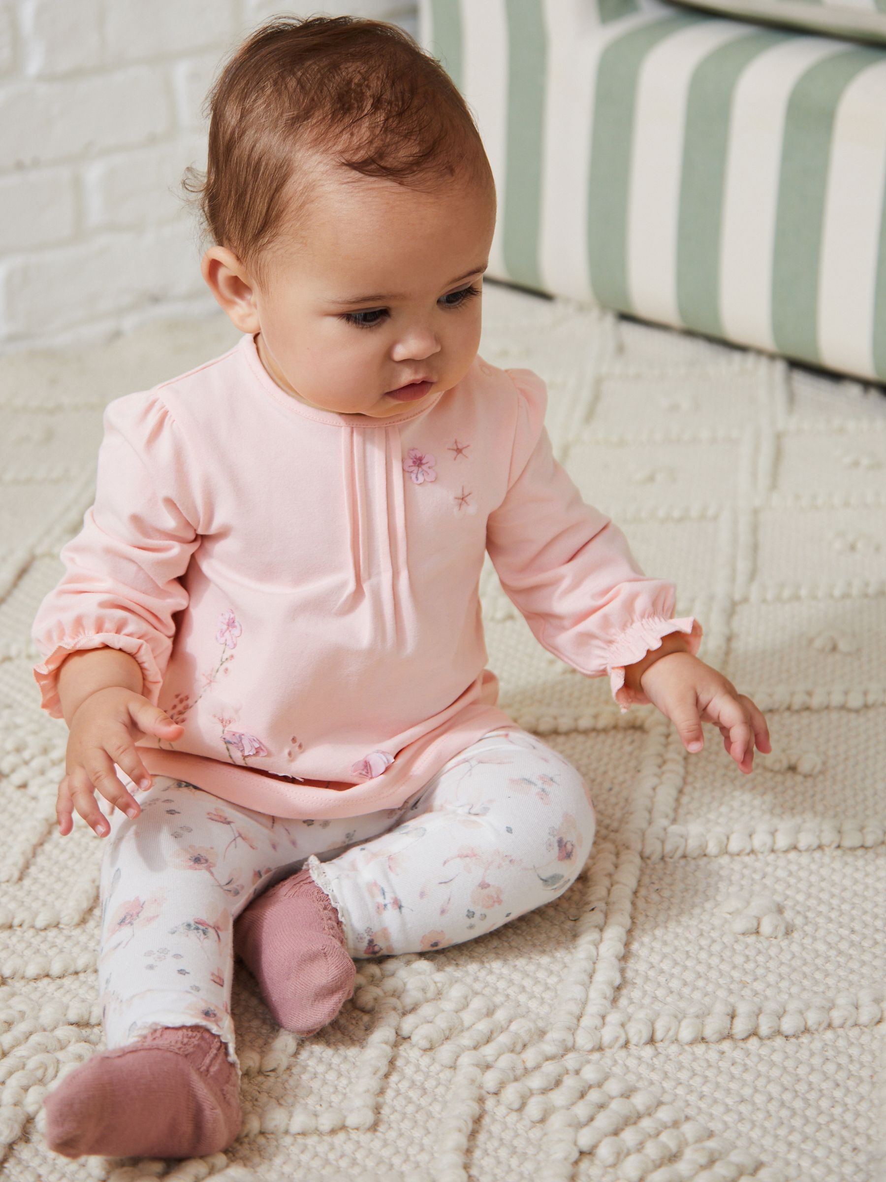 Pink floral leggings online