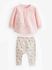 Pink Floral Baby Top And Leggings Set - Image 4 of 6