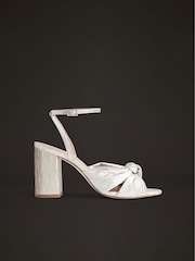 LK Bennett White Metallic Crinkle Satin Eliana Wedding Sandals - Image 1 of 4