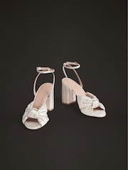 LK Bennett White Metallic Crinkle Satin Eliana Wedding Sandals - Image 3 of 4