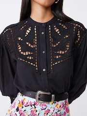 Suncoo Black Button Down Broderie Blouse - Image 3 of 3