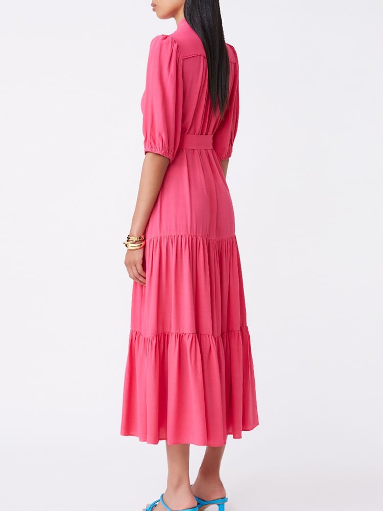 Suncoo Pink Maxi Shirt Belted Dress - Image 2 of 3 Suncoo Pink Maxi Shirt Belted Dress - Image 2 of 3