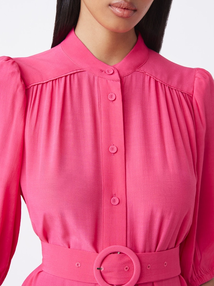 Suncoo Pink Maxi Shirt Belted Dress - Image 3 of 3 Suncoo Pink Maxi Shirt Belted Dress - Image 3 of 3