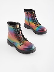 Rainbow Metallic Wide Fit (G) Warm Lined Lace-Up Boots - Image 1 of 5