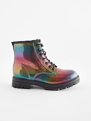 Rainbow Metallic Wide Fit (G) Warm Lined Lace-Up Boots - Image 2 of 5