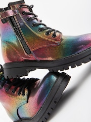 Rainbow Metallic Wide Fit (G) Warm Lined Lace-Up Boots - Image 4 of 5