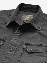 Schwarz - Langärmliges Jeanshemd mit zwei Taschen - Bild 8 von 9
