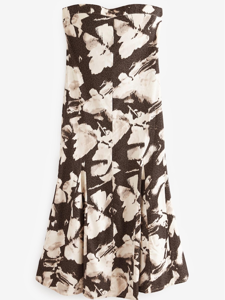 Black Animal Floral Bandeau Midi Dress - Image 6 of 6
