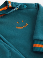 Paul Smith Junior Baby Boys Teal  'Happy' 100% Cotton Sweat Top and Joggers Set - Image 3 of 4