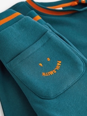 Paul Smith Junior Baby Boys Teal  'Happy' 100% Cotton Sweat Top and Joggers Set - Image 4 of 4