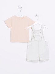 River Island Girls Cream Ecru Dungarees - Image 2 of 4