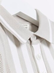 River Island Jungen Durchgeknöpftes, gestreiftes Set, Steingrau - Bild 3 von 4
