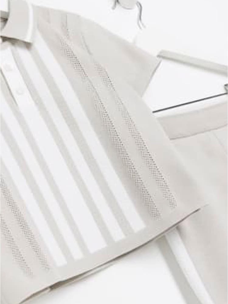 River Island Jungen Durchgeknöpftes, gestreiftes Set, Steingrau - Bild 4 von 4