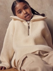 Ecru White Half Zip Boxy Jumper (3-16yrs) - Image 1 of 6