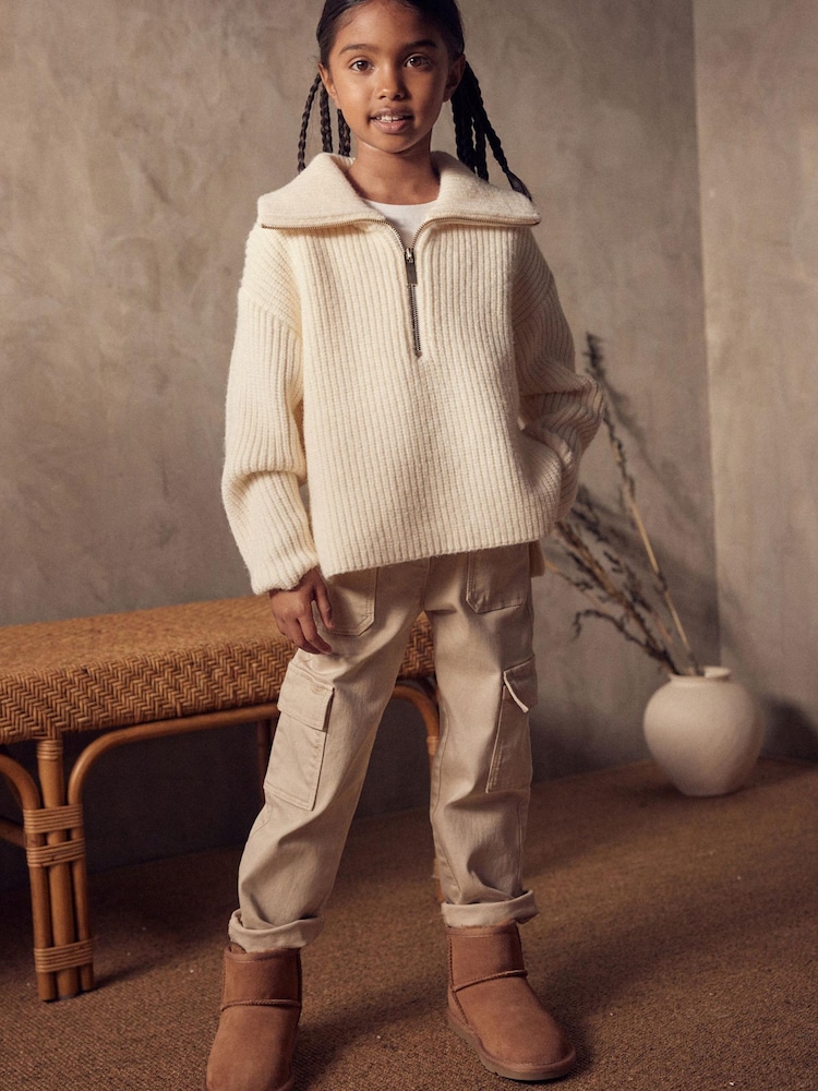 Ecru White Half Zip Boxy Jumper (3-16yrs) - Image 2 of 6 Ecru White Half Zip Boxy Jumper (3-16yrs) - Image 2 of 6