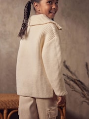 Ecru White Half Zip Boxy Jumper (3-16yrs) - Image 3 of 6