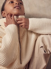 Ecru White Half Zip Boxy Jumper (3-16yrs) - Image 4 of 6