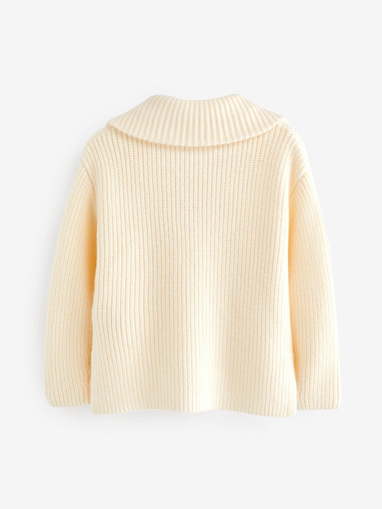 Ecru White Half Zip Boxy Jumper (3-16yrs) - Image 6 of 6
