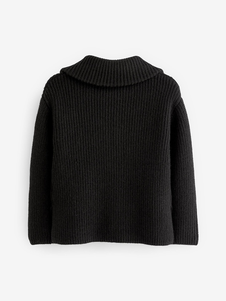 Black Half Zip Boxy Jumper (3-16yrs) - Image 4 of 4