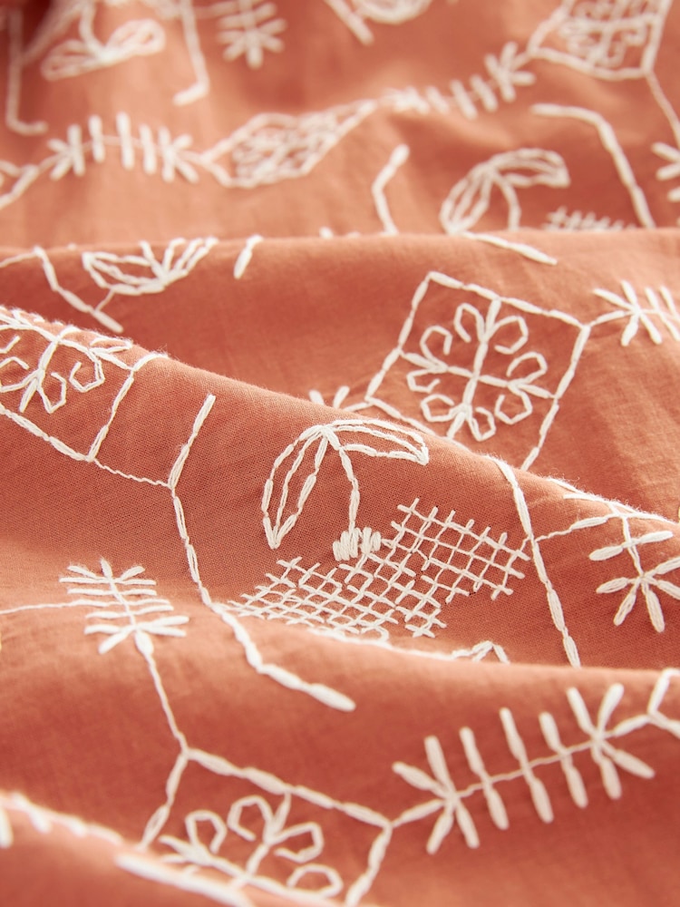 Rust Embroidered Bandeau Maxi Summer Dress - Image 7 of 7