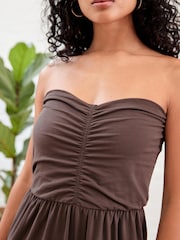 Chocolate Brown Bandeau Jersey Culotte Jumpsuit - Image 5 of 6