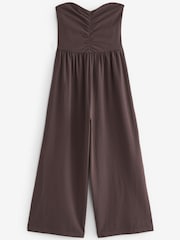 Chocolate Brown Bandeau Jersey Culotte Jumpsuit - Image 6 of 6
